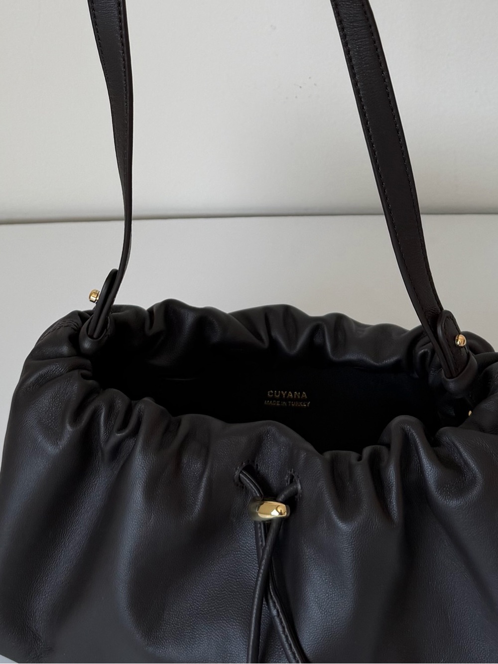 Cuyana Drawstring Brown Leather Bag - mini dia bag - Picture 5 of 15